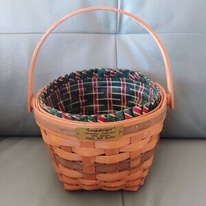 Longaberger Christmas 1994 Jingle Bell Basket Imperial Stripe Liner & Protector